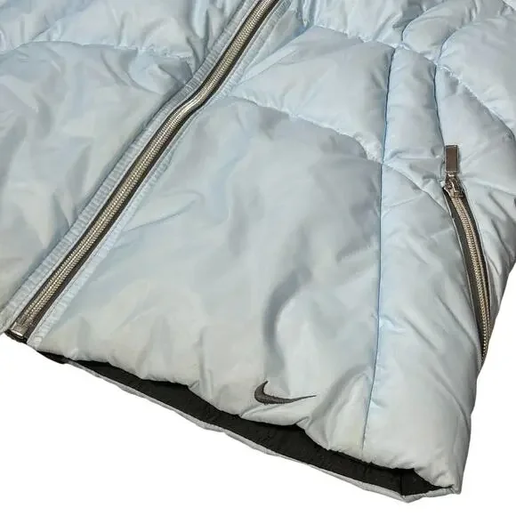 Nike Womens M Puffer Jacket Down Reflective Zipper Blue - Picture 9 of 16